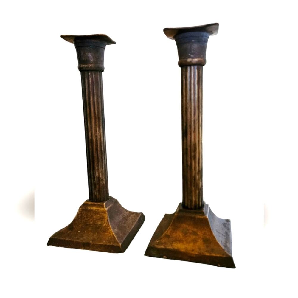 Vintage Candle Holders, made by International Silver Co., nice patina & aging.